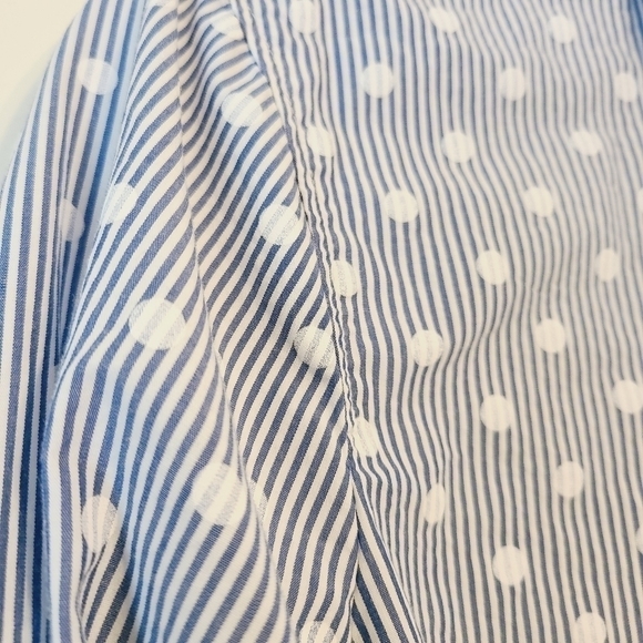Talbots | Women's Polka Dot & Stripes Printed Button-Down Shirt (Size Medium) - Picture 3 of 9